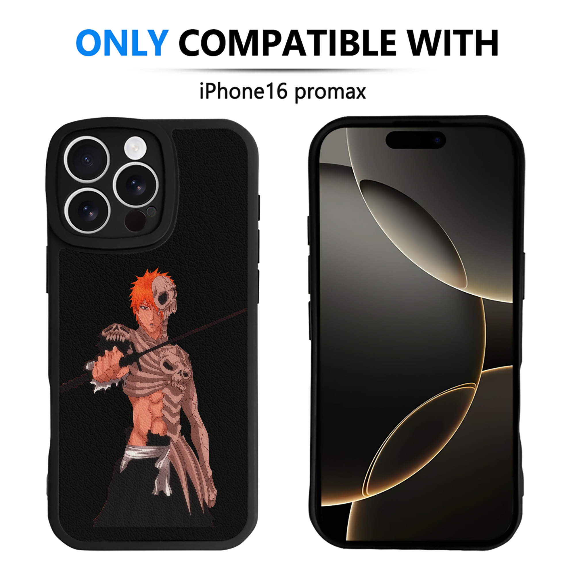 ブリーチ 黒崎一護（くろさき いちご）BLEACH Kurosaki Ichigo 【iPhone 16シリーズ対応】シリコンスマホケース（レザー調） 材質：シリコン